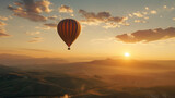 Sunrise Hot Air Balloon Flight Over Scenic Mountain Landscape