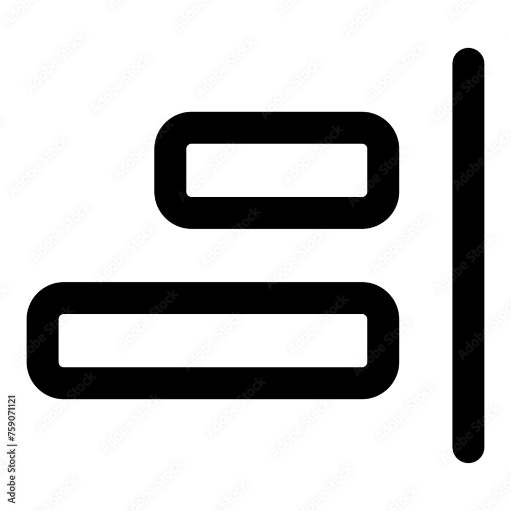 Horizontal align right icon in outline style. Simple alignment symbol vector illustration — pixel-perfect icon. Horizontal align right icon in outline style. Simple alignment symbol vector illustration — pixel-perfect icon.