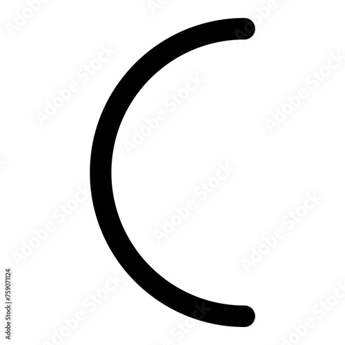 Half-circle left icon in outline style. Simple semicircle vector illustration — pixel-perfect icon.