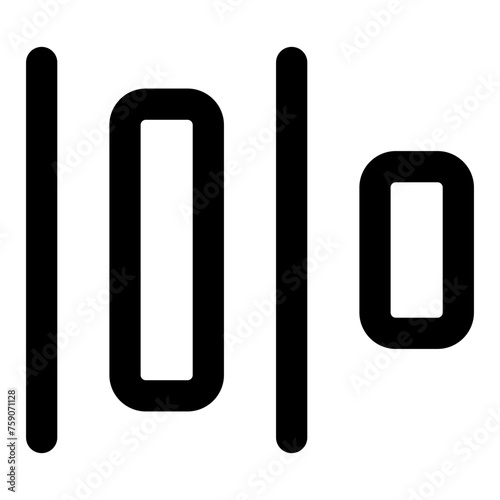 Horizontal distribute left icon in outline style. Simple alignment symbol vector illustration — pixel-perfect icon.