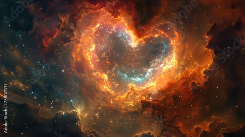 Cosmic Heart Nebula: A Love Story Woven into the Fabric of Space