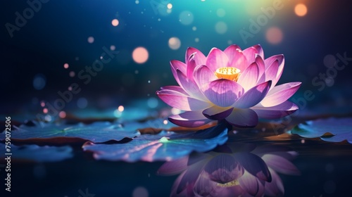 Pink lotus flower on a blurred background