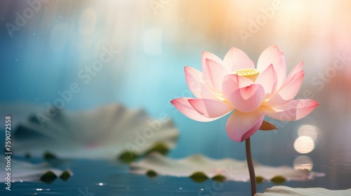 Pink lotus flower on a blurred background