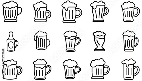 Beer glass icon with foam photo