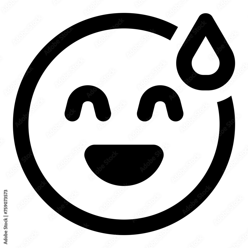 Sweat grin emoji icon in simple line vector style Sweat grin emoji icon in simple line vector style