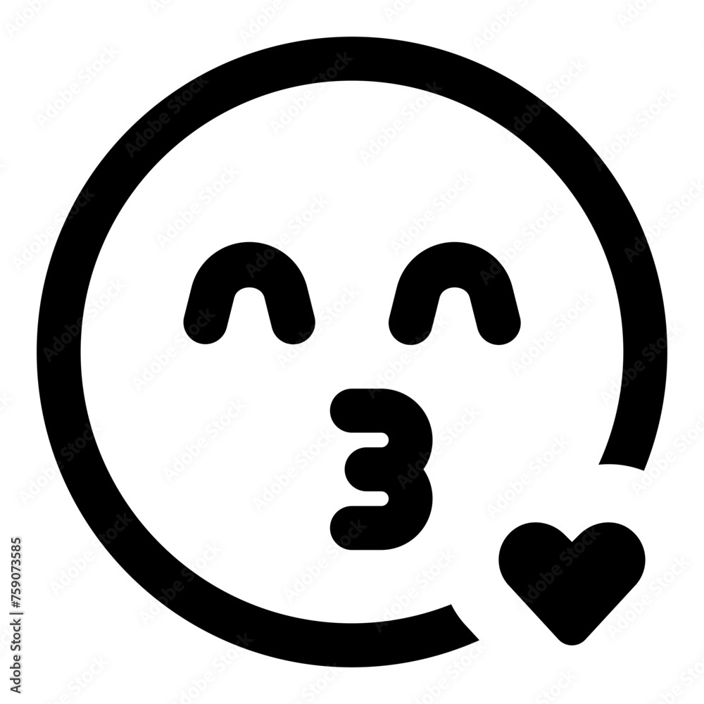Kiss emoji icon in simple line vector style Kiss emoji icon in simple line vector style