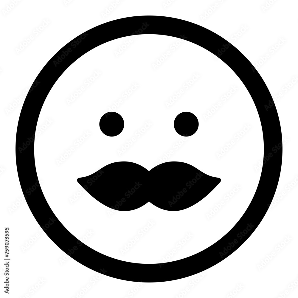 Mustache emoji icon in simple line vector style Mustache emoji icon in simple line vector style