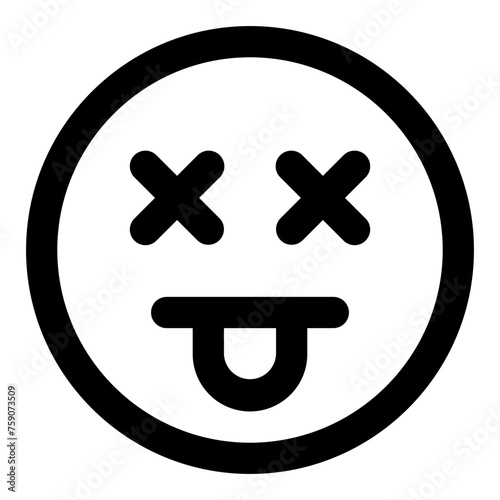 Dead emoji icon in simple line vector style