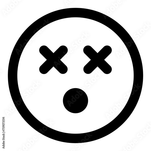 Dizzy emoji icon in simple line vector style