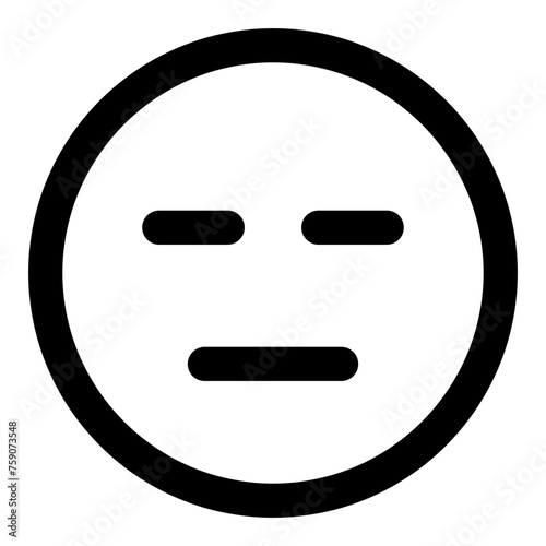 Flat face emoji icon in simple line vector style