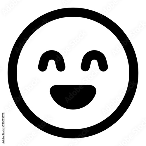 Grin emoji icon in simple line vector style