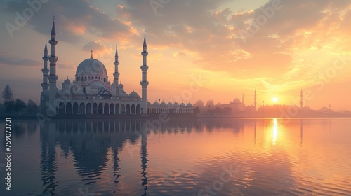a peaceful view of mosque