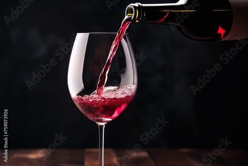 Pouring red wine to glass party restaurant bar gourmet celebration luxury taste splashing grape alcohol expensive drink bordeaux chateu cabernet bottle refreshment toned drops bubbles french wineglass photo