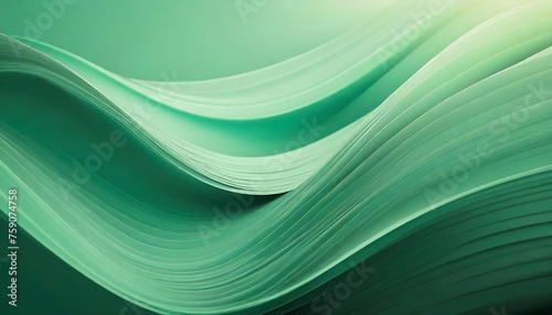 Abstract mint green smooth waves. Modern soft luxury texture