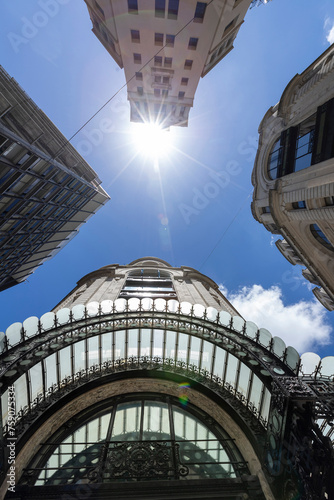 Facade of residential building in Downtown Buenos Aires  the Capital City of Argentina