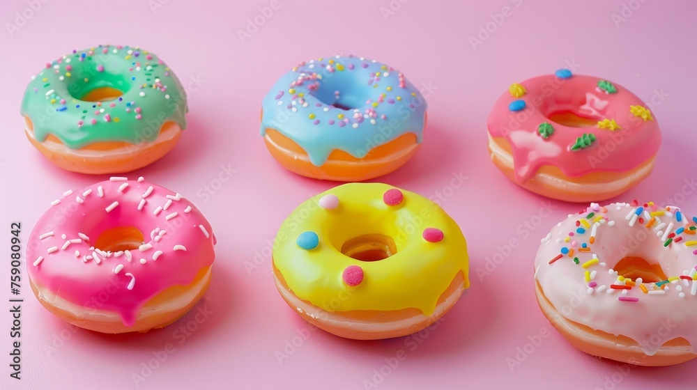 Colorful donuts with different toppings