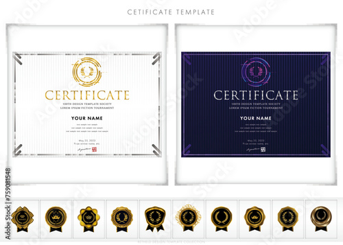 Luxury modern frames and shapes, templates for certificates of recognition, certificates of appreciation, and diplomas. Accommodates award, diploma, business and educational needs. type136(landscape)