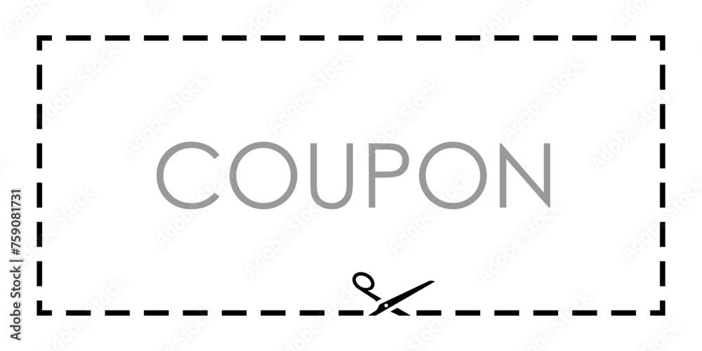 Fototapeta premium Coupon flat style black line color isolated on white vector background 10 eps