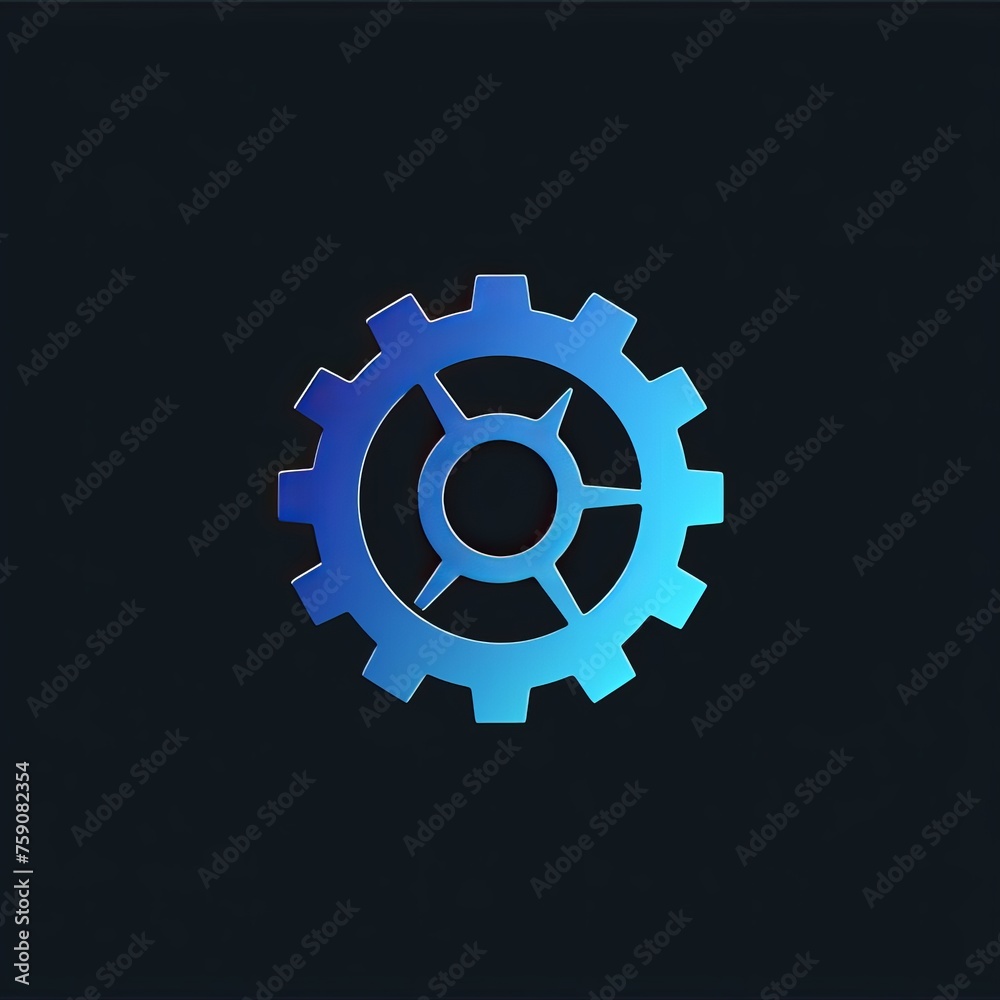Blue Gradient Gear Logo on Dark Background Blue Gradient Gear Logo on Dark Background