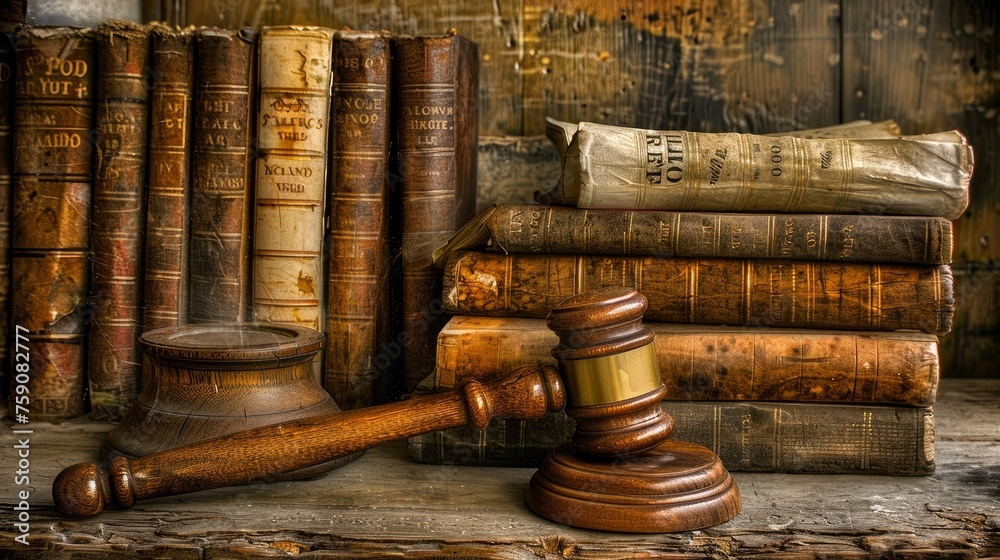 Judge's gavel and legal books