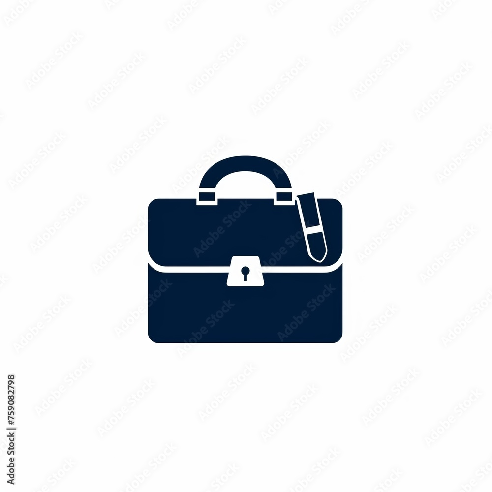 Professional Modern Navy Blue Briefcase Logo Vector on White Background