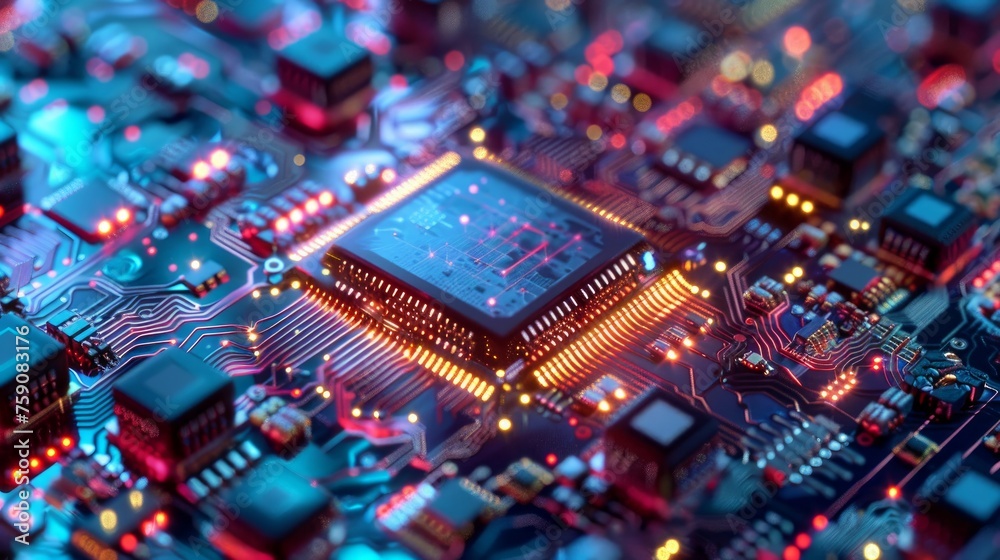 Obraz premium Quantum computer processors - conceptual design
