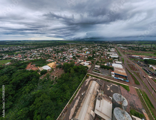 Aerial landscape of city scape during summer in Tangara da Serra in Mato Grosso