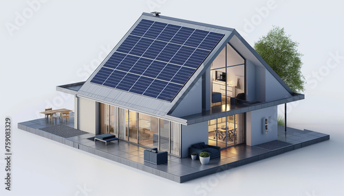 mini villa lussuosa con pannelli solari photo