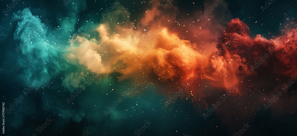 a colorful cloud of smoke