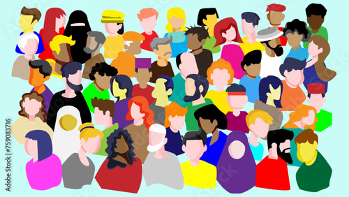 Differences between human races. The flat design of human race in a frame