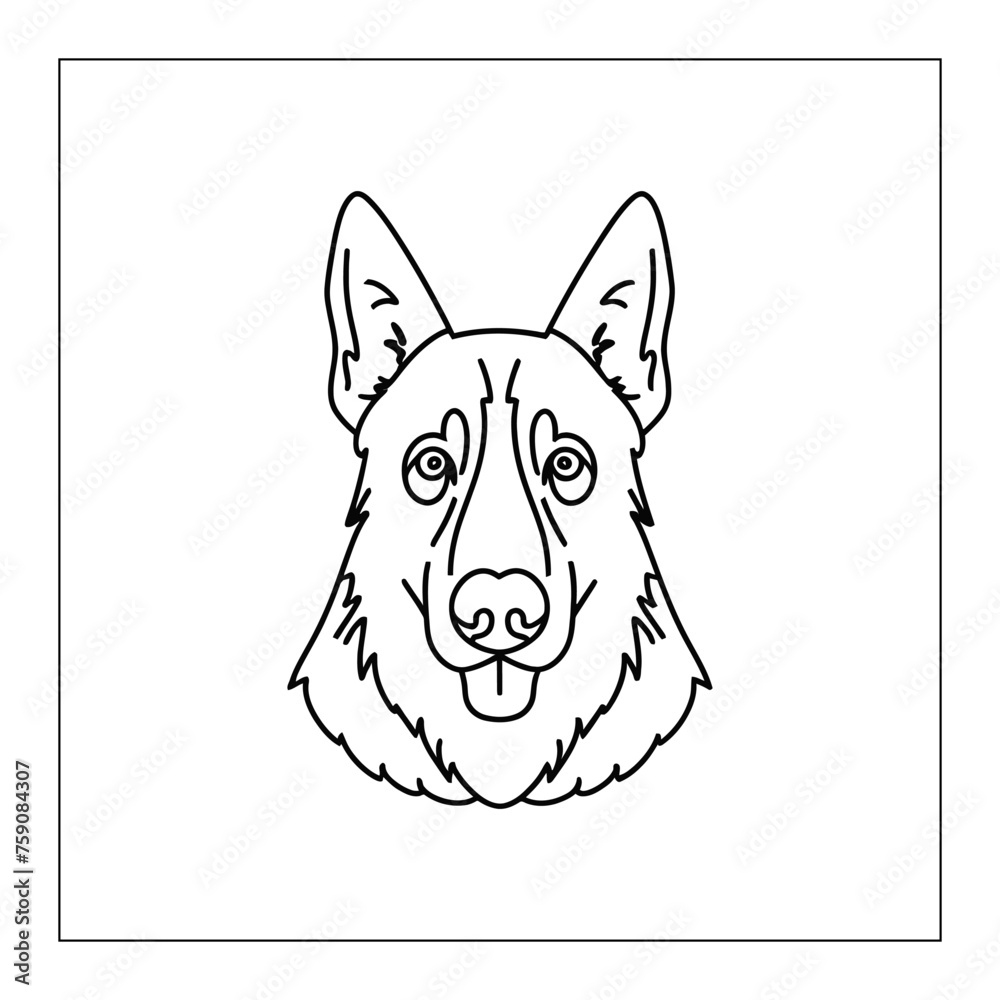 simple minimal German Shepherd coloring page