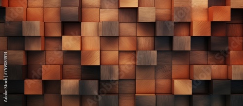 Wooden Background with Cubic Shape