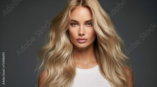 Elegant Blonde Woman with Luxurious Hair. Generative ai