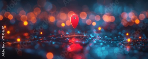 a red pin on a map photo