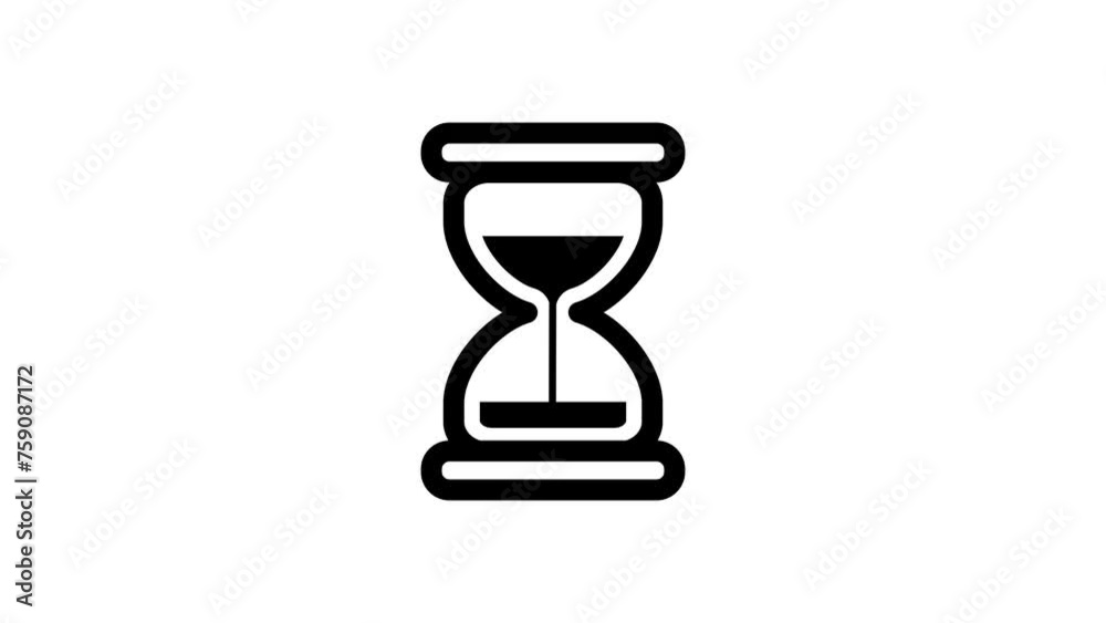 Hourglass loop animation. Alpha channel, transparent background. 4K resolution
