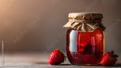 raspberry jam in a glass jar