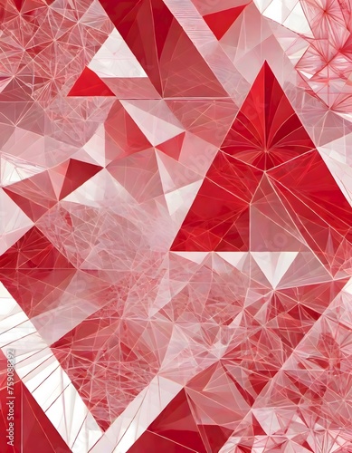 Vibrant and Energetic Abstract Geometric Design in Deep Red Tones, Generative AI