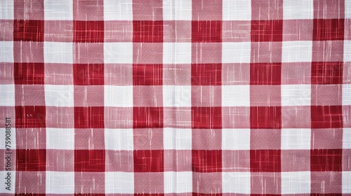 red and white checkered pattern, reminiscent of an Italian-style tablecloth. This design is commonly associated with traditional dining settings, often used for picnics or classic restaurant table