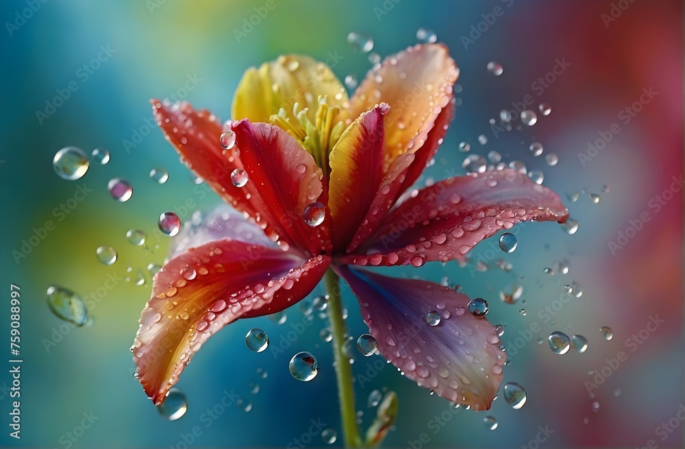 flowers with dew drops in colorful shades flowers with dew drops in colorful shades