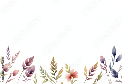 vector watercolor spring floral and leaves collection