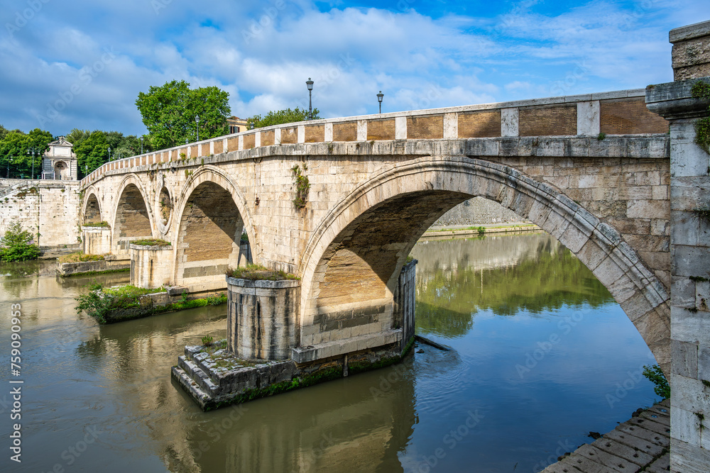 A Bridge over the Tiber in Rome, Italy