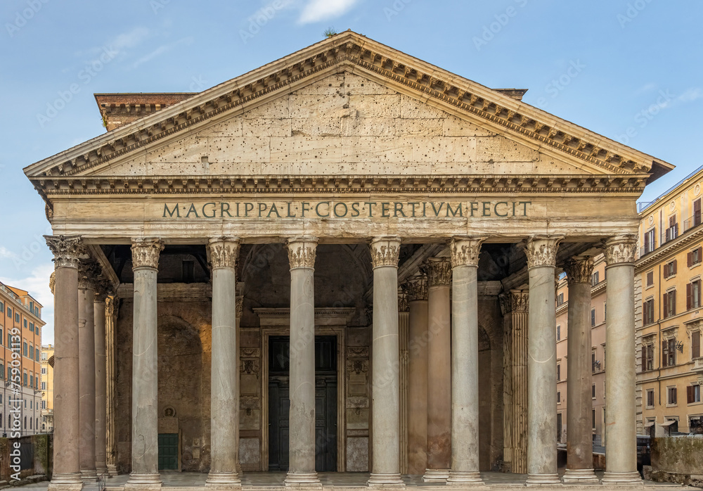 A morning shot of the Pantheon in Rome, Italy