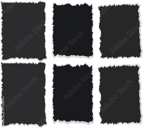 Set of white black torn paper texture

