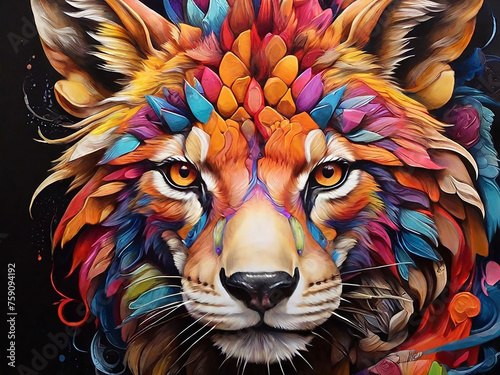 Colorful Animal Drawing with Vibrant Eyes
