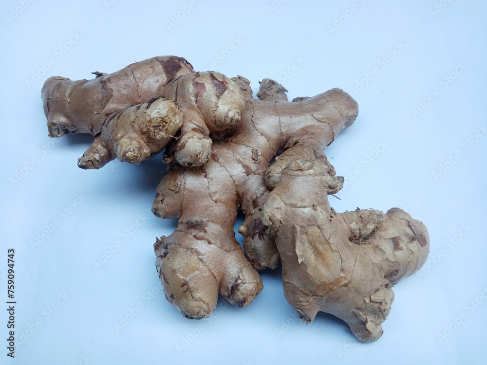 Fresh ginger close up copy space isolated on white background. Fresh ginger close up copy space isolated on white background.