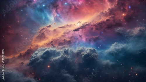 Cosmic space background with nebula and stars.