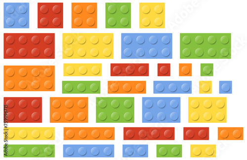 Set of blocks building toy colored brick. Toy bricks. Vector illustration. Eps 10.
