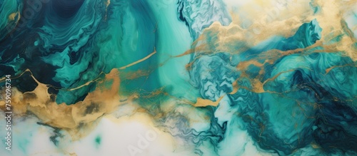 Marble Texture with Green, Blue, and Gold Creative Colors.
