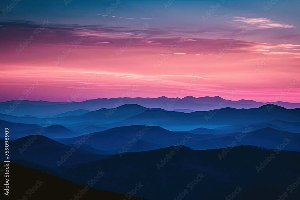Watercolor sunset over mountains photography