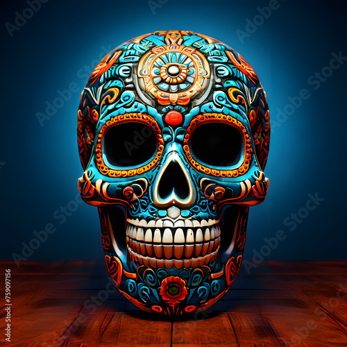 Painted skull for the Day of the Dead in Mexico.Day of the Dead skulls pattern. Dia de los muertos print. Day of the dead and mexican Halloween texture. Mexican tradition festival. Day of the dead sug